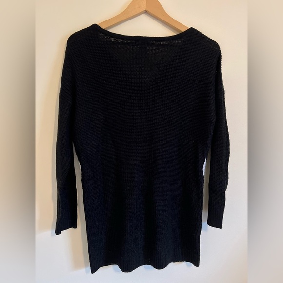 VENUS Womens Sweater Small Ribbed Knit Black White Deep VNeck Long Sleeve Winter - Picture 5 of 16